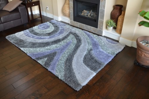 Happy Snow Moose Newest Design Abstract Purple Grey Color Shag Soft Shiny Spark Rugs (8X10) #TOP3