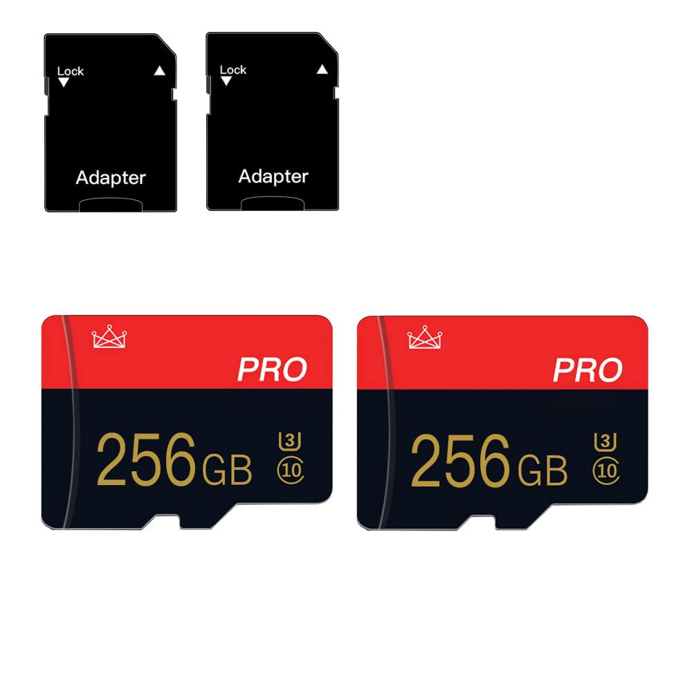 2 Pack 256GB Micro Memory Card Class 10 TF Card with Adapter High Speed Memory Card for Tablet, Camera, Drone