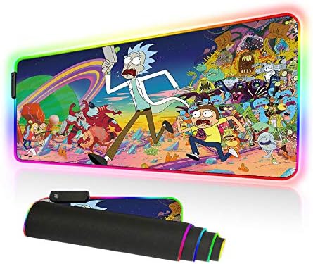 Bimormat RGB Gaming Mouse Pad Large Mouse Mat, 31.5 X 11.8 Inch Extra LED Extended Mousepad, Non-Slip Rubber Base Mouse Keyboard Mat (80x30 Rikrun)