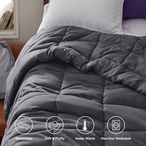 Image of Bedsure Comforter Duvet Insert - Quilted Comforters Twin XL Size, All Season Duvet, GentleSoft Down Alternative Bedding, with 8 Tabs, Gifts for Women /Men, Grey, Twin XL 92 x 68 Inches