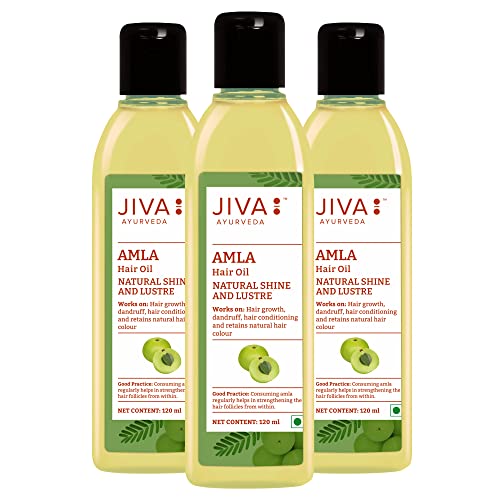 Image of Jiva Amla Oil 120 ml | 100% Pure & Natural | Nourishes Hair, Retain Hair Moisture & Helps With Dandruff & Hair Loss | Suitable For All Hair Types (Pack of 3)