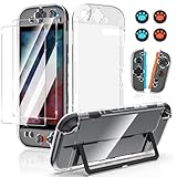 Switch 2 保護キット Amzstar Switch 2 ガラスフィルム+ Switch 2 クリアケース+スティックキャップ [硬度9H] 撥油性 飛散防止処理 Switch 2 保護カバー PC+TPU材質 改良モデルドック対応 着脱簡単 黄ばみなし 耐衝撃薄型カバー 滑り止め 全面保護 Switch 2 (2025)