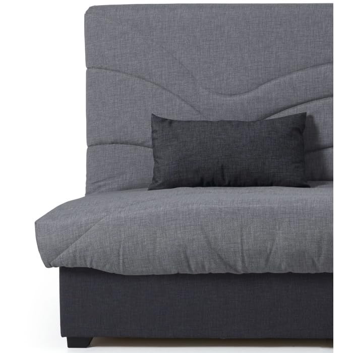 Home Heavenly® Sofá Cama Tedgi Clic Clac con Arcón – Sofá Convertible en Cama con Almacenaje, Colchón Espuma D20 y Apertura Fácil, Color Gris, 193 x 74 x 105 cm