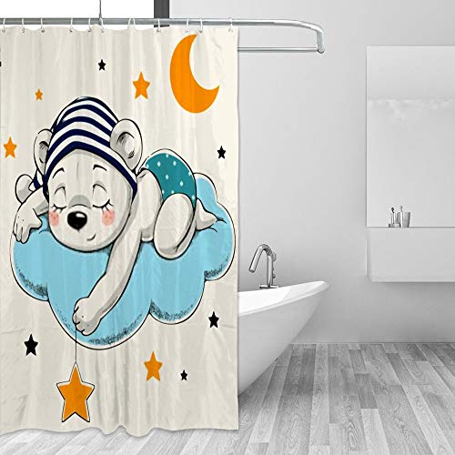 Rideau de douche polyester anti-éclaboussures avec motif ourson