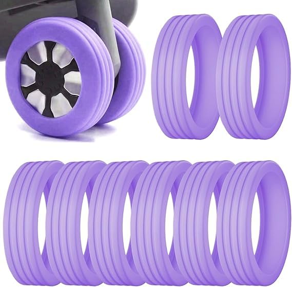 Image of Suitcase Wheel Cover Set of 8 Piece- Noise Reduction, Anti Scratch & Shock Absorption Silicone Protector Fits Most Trolley Luggage Bag & Office Chair