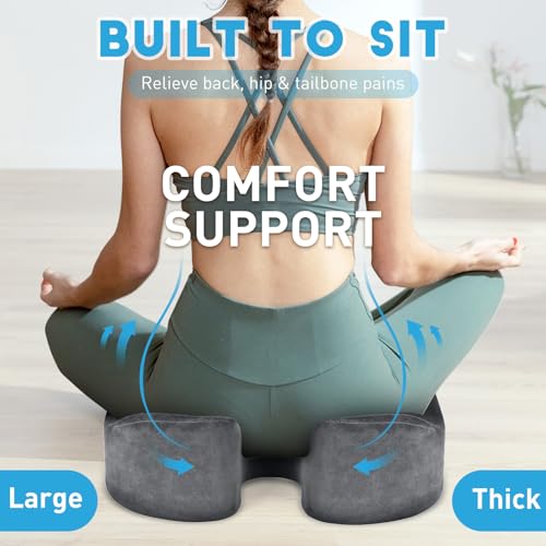 Image of BlissTrends Extra Thick Seat Cushion for Office Chair & Car Seat,LightGrey | Tailbone & Sciatica Relief, Ergonomic Support, High-Density Memory Foam, Comfort for Extended Sitting