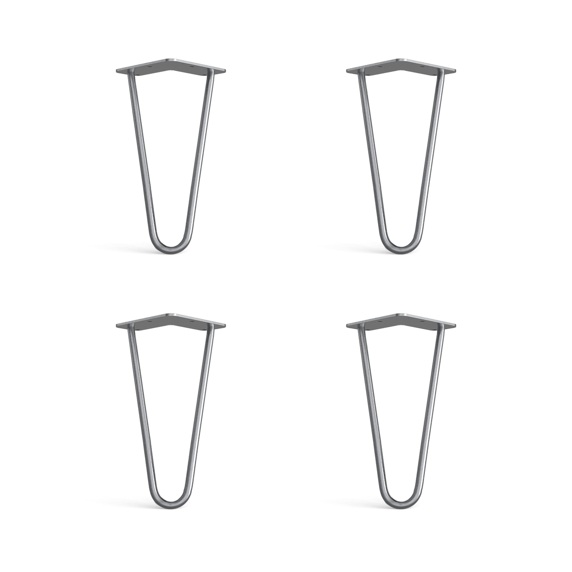 Dt Ironcraft Unfinished 4 X Hairpin Legs From - 20Cm 2 Rod / 10Mm, Bare Steel - Sideboard, Tv Stand, Bookcase And Cabinet Unit Legs With Floor Protector Feet & Screws