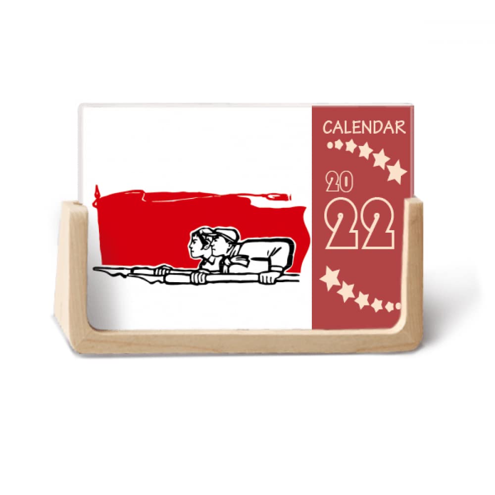 Calendrier de bureau 2022 format compact avec illustration de stylo et drapeau - 2