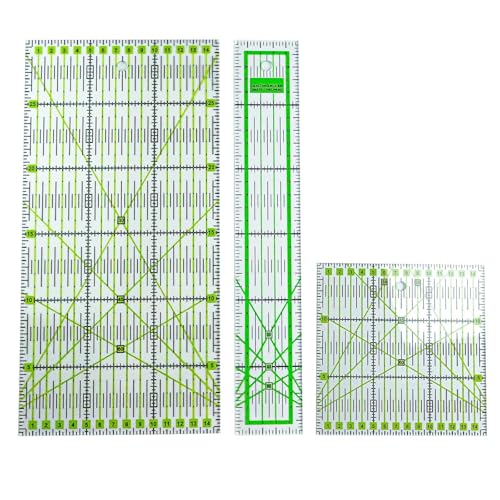 Set di 3 Righelli di Diverse Dimensioni Riga da Sarta: Riceverai 3 diverse misure di Squadre per Patchwork, le misure sono: 30*15 cm/11,81*5,91 pollici, 30*5 cm/11,81*1,97 pollici, 15*15 cm/5,91*5,91 pollici, e lo spessore è uniforme: 2,7 mm/0,11 pollici