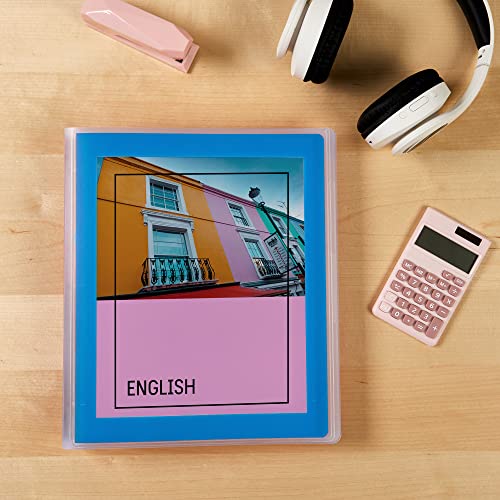 Image of Avery Flexi-View 3 Ring Binder, 1 inch Round Rings, 1 Blue Binder | For Everyday School, Home and Office Use, Clear View Cover Overlays, Interior Pocket and Business Card Holder, Nonstick