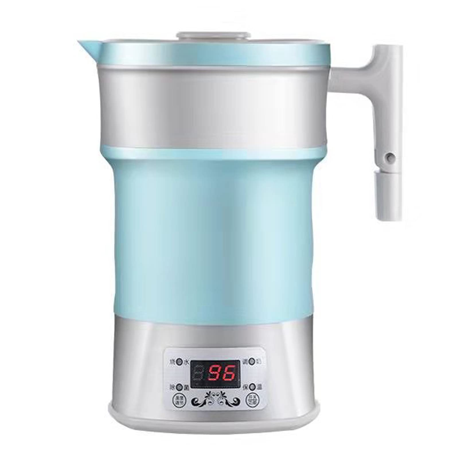 Bollitore Elettrico Pieghevole 110 V‑220 V, Bollitore Elettrico da Viaggio in Silicone da 800 W Bollitore Elettrico Pieghevole con Controllo Termostatico Per Caffè, Tè, Spina Europea(Blu)