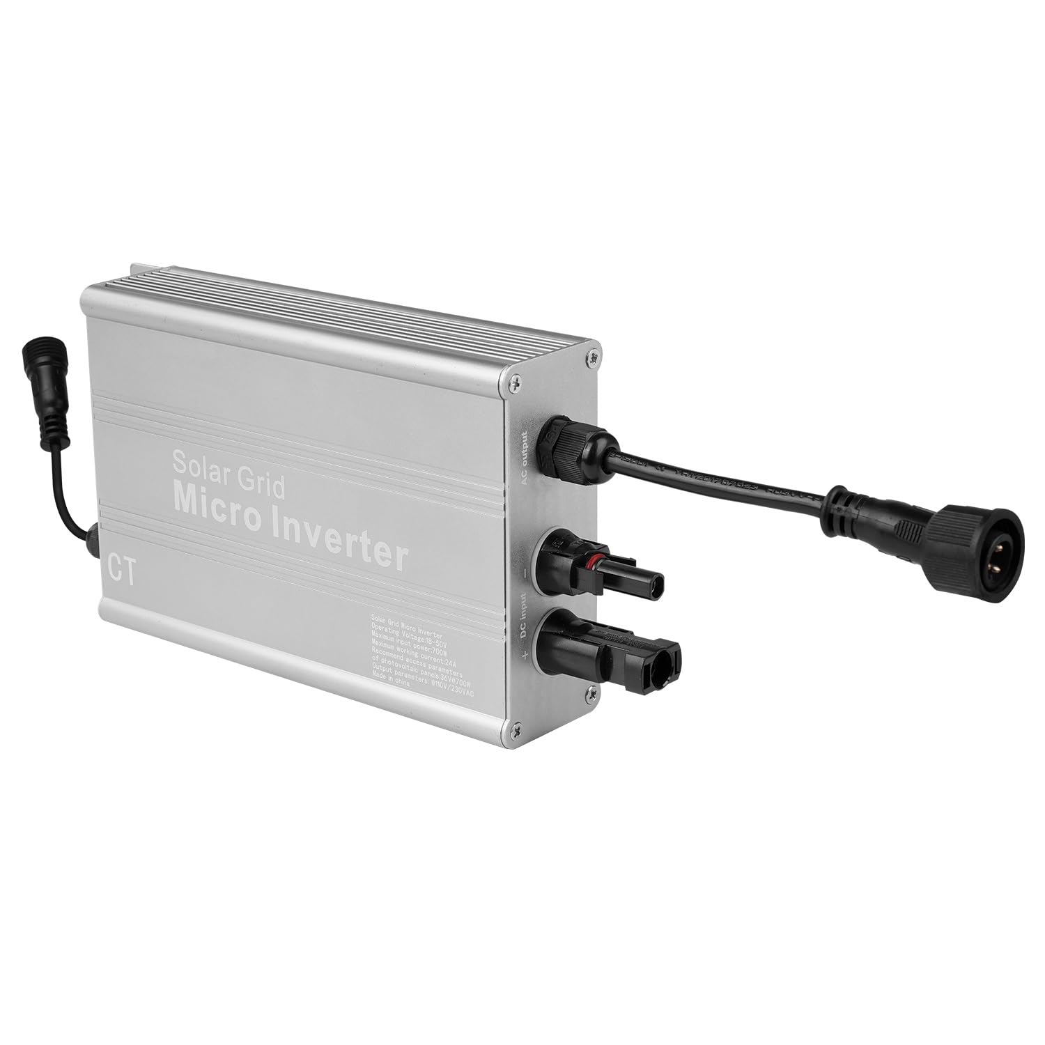 DEWIN Solare Inverter 700W,Inverter Grid Tie MPPT Micro Inverter Fotovoltaico Micro Inverter Balcone Inverter di Rete per Pannelli Solari,Ingresso 18-50V DC Uscita 230V AC