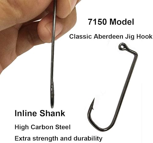 Aberdeen Jig Hooks - 100Pcs 90 Degree Long Shank Forged Duratin Jig Hook Round Bend High Carbon Steel Barbarian Hooks Saltwater Fishing Jig Hooks Kit 1/0-6/0 #TOP3