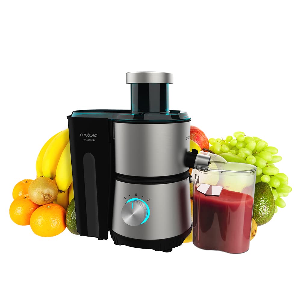 Cecotec Estrattore Juice&Fresh 400 Titan Black. 400W, 20.000 giri al minuto, 2 velocità, tubo di ingresso XL, disco rivestito in titanio