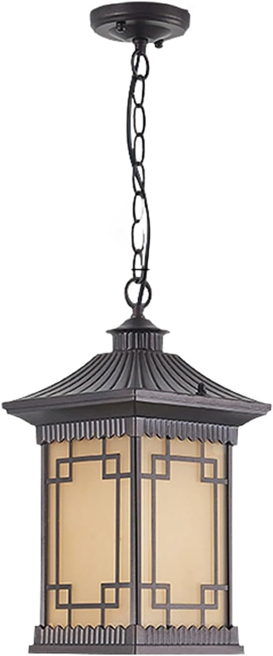 Outdoor Pendant Light, Traditional Retro Hanging Lantern, Waterproof Rustproof Fixture, Chandelier Aluminum Body with Glass, Lamp for Villa, Courtyard, Patio, Balcony, Gazebo, Entryway