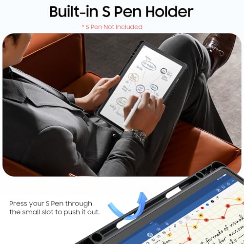 Fintie 360 Degree Rotating Case for Samsung Galaxy Tab S10 Lite/ S10 FE/ S9 FE 5G 10.9 Inch/Tab S9 11 Inch with S Pen Holder, Swiveling Protective Stand Clear Back Cover, Black by FINTIE - Image 5