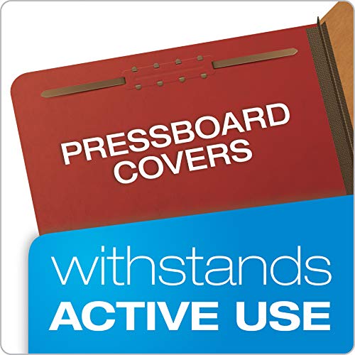 Pendaflex Recycled Classification File Folders, 2 Dividers, 2" Embedded Fasteners, 2/5 Tab Cut, Letter Size, Red (24075R), Specialty, Box Of 10 #TOP5