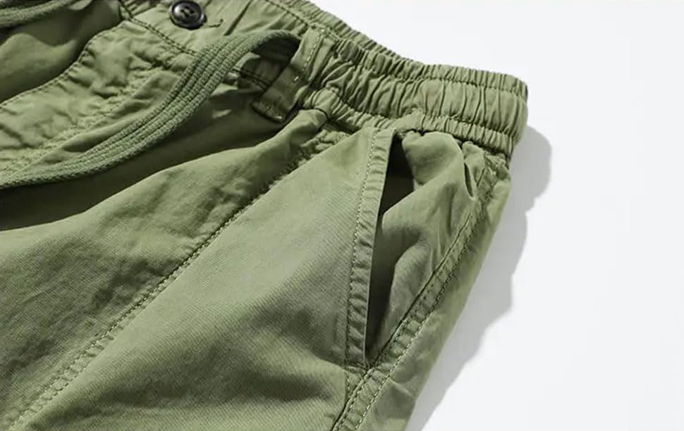 Solid Color Casual Simple Elastic Pocket Tassel Stitching Vintage Men's Outdoor Work Pants3