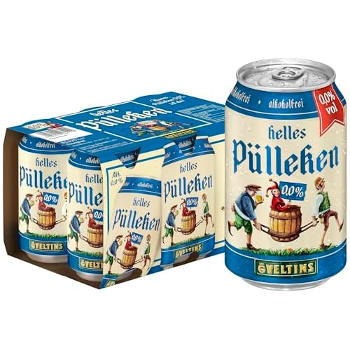 VELTINS Helles Pülleken 0,0% Alkoholfrei, EINWEG (6 x 0.33 l Dose), Helles 0,0% Alkohol