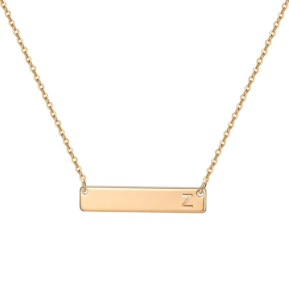 MONOOC Bar Necklace with Letter Z - Gold Bar Necklaces for Women Initial 14K Gold Filled Bar Necklace Plate Necklace, Two Letter Monogram Necklace Bar Alphabet Necklace Initial Jewelry (B07VG5ZXT1) Amazon Price History, Amazon Price Tracker