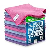 MW Pro Microfiber Cleaning Cloth |Pink, Purple, Blue (12 Pack) | Size 16' x 16'...