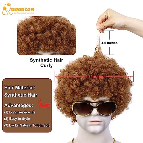 QUEENTAS Afro Wig for Men Blonde Curly Hair 70s 80s Fancy Dress Cosplay Halloween Wig for Theme Party Funny Coutume Daily Use - Image 4