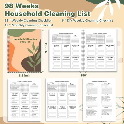 110 Pages 12 Months Household Cleaning List 98 Weeks Cleaning Schedule and Checklist Book Cleaning Checklist Notebook Cleaning Checklist Notebook Daily Housekeeping Checklist for Home Cleaning Planner