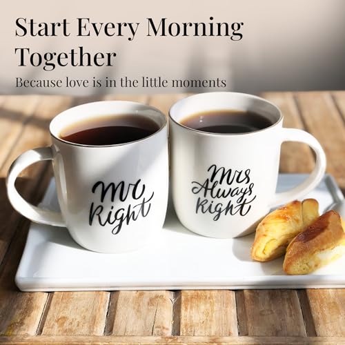 Triple Gifffted Mr Right Mrs Always Right Coffee Mugs Gifts Ideas for Couples, Wedding Anniversary, Engagement, Christmas, His & Hers, Bride and Groom, Parents, Newlyweds Bridal Shower, Ceramic 380ml by Triple Gifffted - Image 3