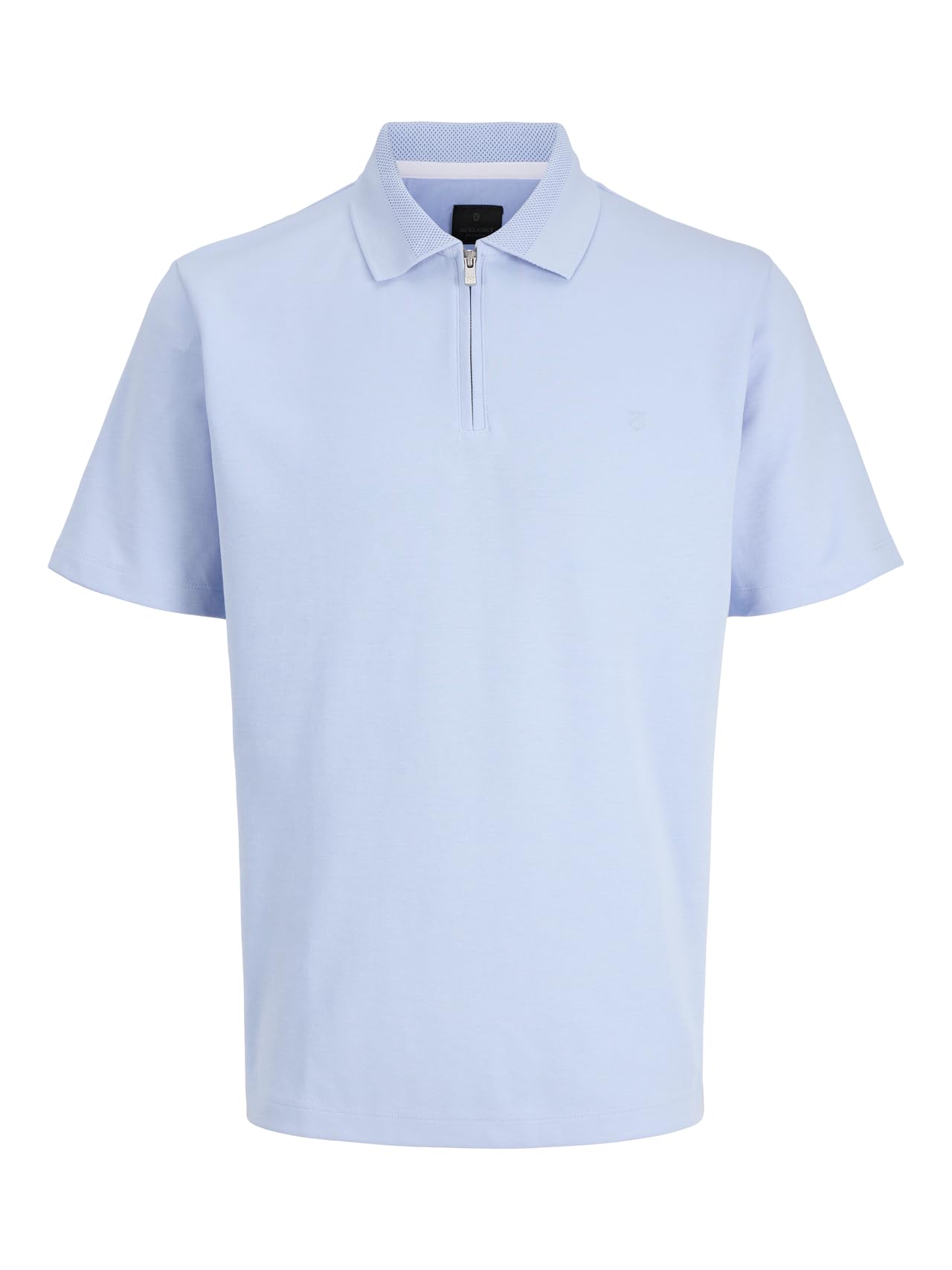 Jack & Jones Men's Chambray Blue Jprblaethan Ss Zip Polo Sn