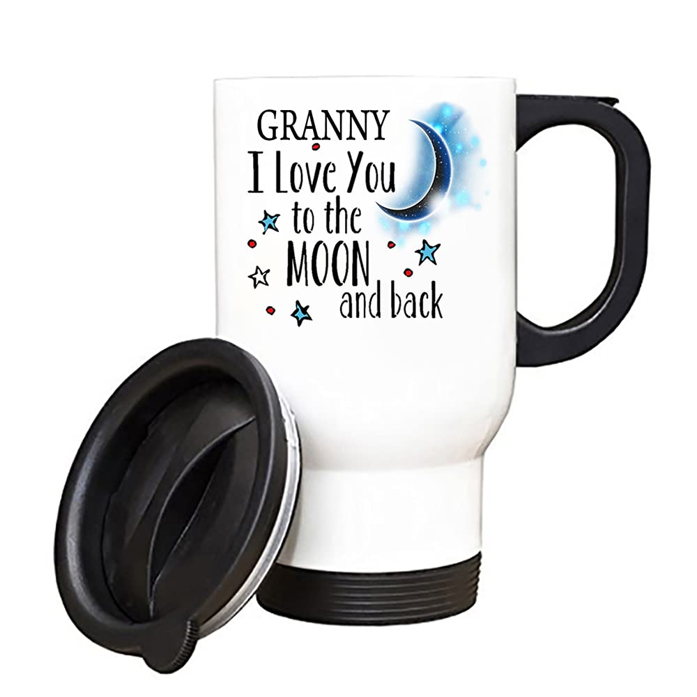 Giftme Mothers Day Themed Granny I Love You to The Moon & Back Secret Santa Birthday Travel Tea/Coffee Mug. (White)