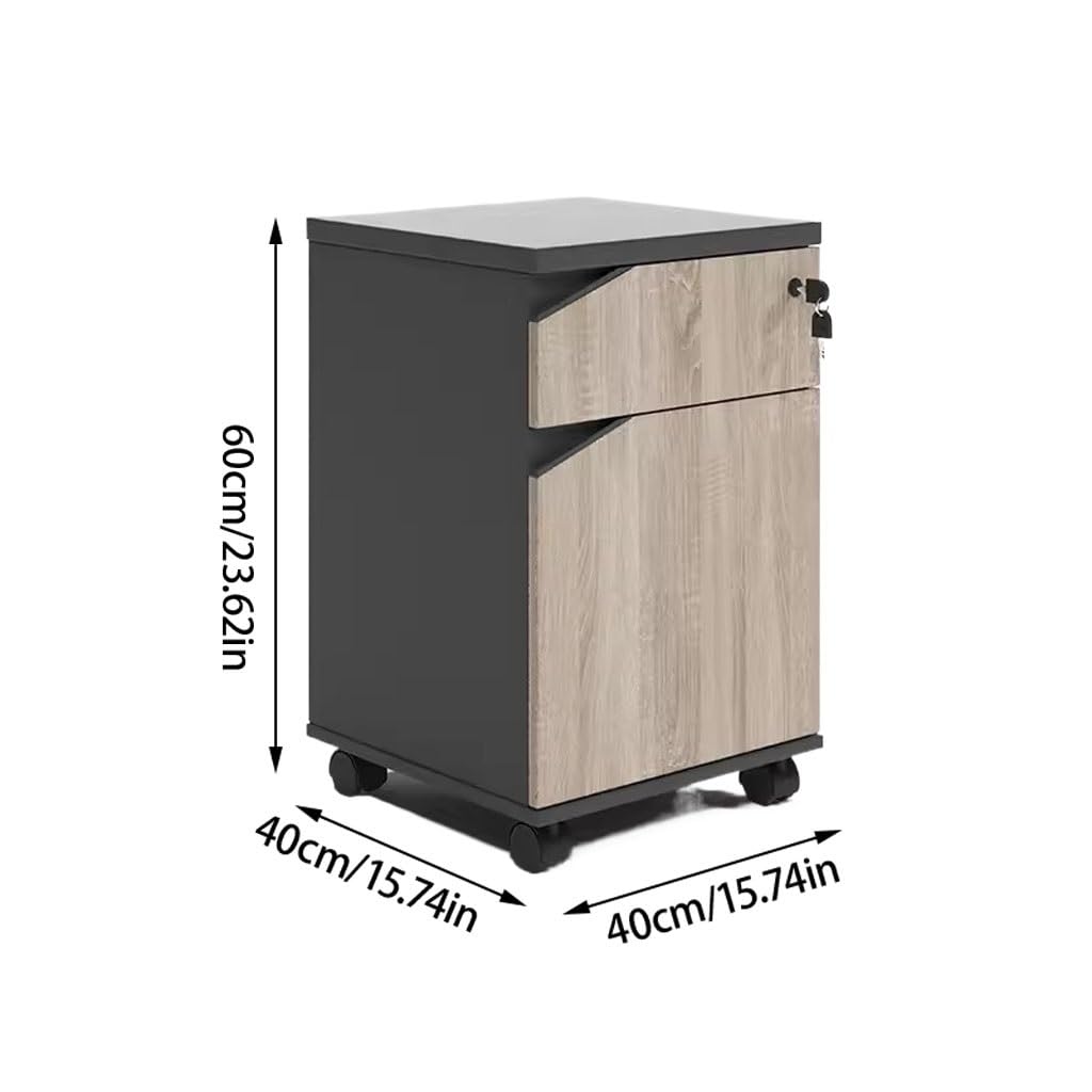 Armadietto portaoggetti in legno massello sotto la scrivania, con supporto per stampante e schedario, professionale, verticale, per piccoli spazi, larghezza 38,1 cm, 40 x 40 x 60 cm