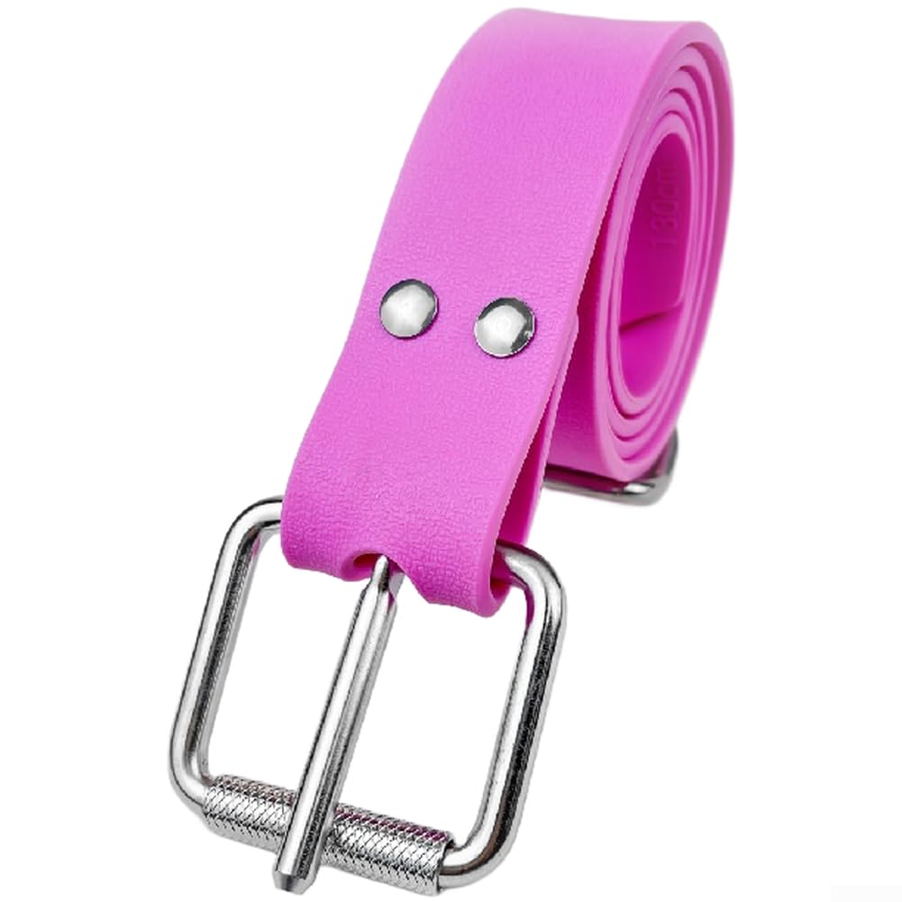 Posheliox Adjustable Quick Release Diving Weight Belt, Silicone Scuba Freediving Belt with Non-Slip Grip, Stainless Steel Buckle for Underwater Training - Red,(Pink)