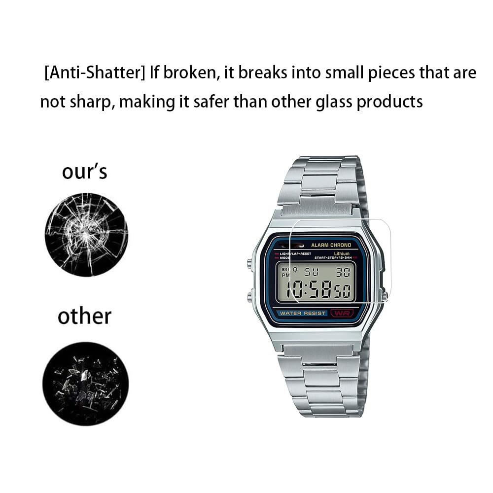 Bruni Película Protectora compatible con Casio A168WA-1YES Protector Película, claro Lámina Protectora (2X