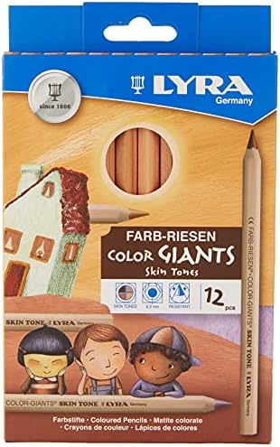 Lyra Color-Giants Skin Tone Colored Pencils - Set of 12 count colored pencils With A 6.25mm Core - Highly Pigmented Pencils for All Artists - Durable Color Pencils Set for Drawing Coloring and More