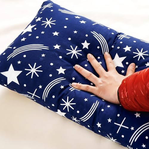 Image of TRIYON Pillow Height Adjustable Microfiber Sleeping - Set of 2 | 16 inch x 24 inch| Soft, Supportive & Stomach Sleepers | Blue Star Print (4, Blue, King (U.K. Standard))