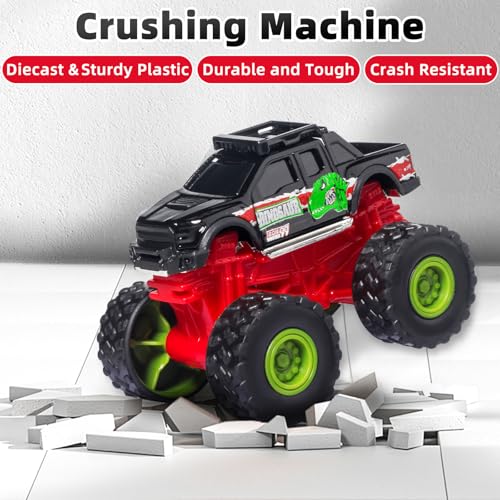 KARMOUNT Mini Monster Trucks Set, Diecast Cars, Powerful Pull Back Cars - image 5