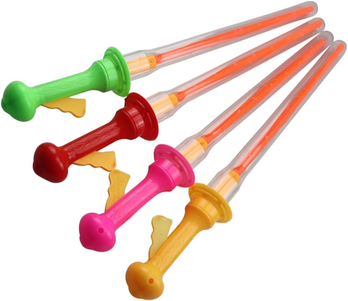 LIOOBO 4Pcs Outdoor Bubble Stick Fun Bubble Maker Wands for Parties Birthdays and Carnival Activities Safe Friendly Materials Random Color Selection