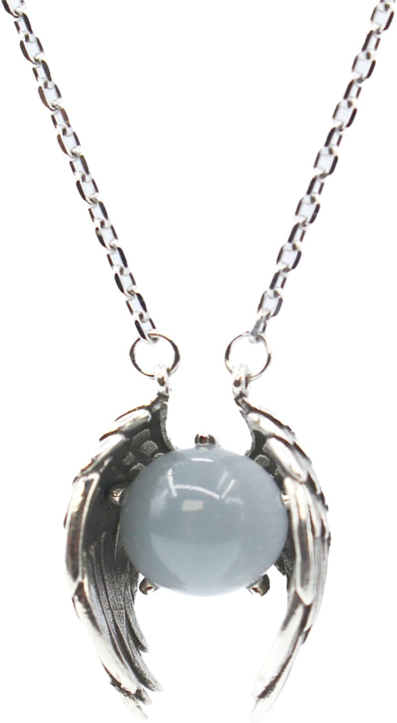 Angel Wings Crystal Guardian Pendant Necklace Unisex Gothic Jewelry Gift Necklace Stainless Steel Chain 24 inches