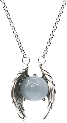 Angel Wings Crystal Guardian Pendant Necklace Unisex Gothic Jewelry Gift Necklace Stainless Steel Chain 24 inches