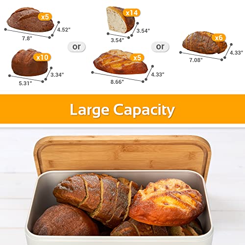 Alhom Bread Box/Keeper/Holder/Bin For Kitchen Counter, Countertop,Corner With Bamboo Cutting Board Lid, Metal, Rustic, Vintage,Farmhouse Style #TOP4