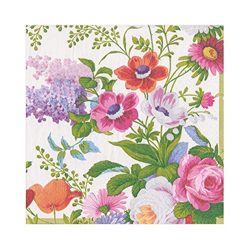 Caspari Lot de 20 Serviettes de Table en Papier Motif Jardin édouardien Ivoire