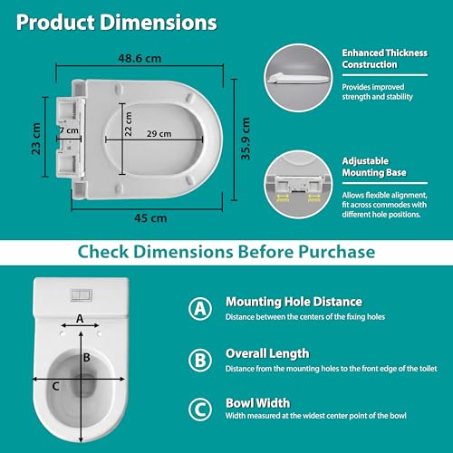 Image of WASSMIST Toilet Seat Cover Set (Soft Close) Durable Toilet Seat Cover | Premium Finish