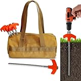 Hexagonal Luminous Tent Stakes, Screw-in Ground Anchors, Easy to Use with Drill, Durable Steel, Secure Tents, Gazebo, Awnings, or Decorations, Multi-Purpose Camping Tool, Fast Setup