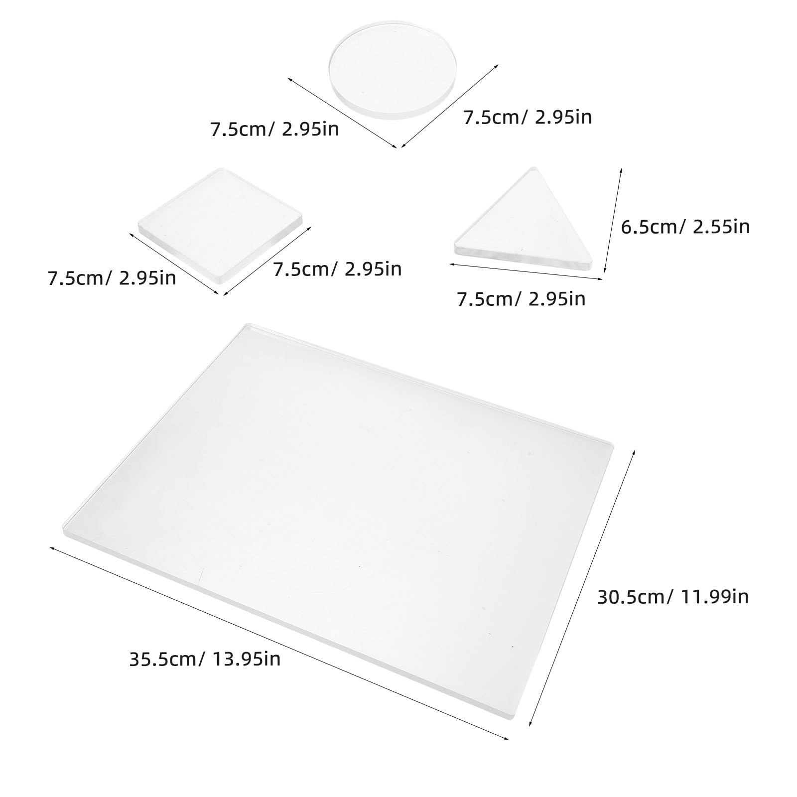 Holibanna Wiederverwendbare Gelplatte 4 Stück für Künstler und Studenten | Silikongel, Transparent für Druckgrafik, Kreis Dreieck Viereck Rund, für Schule und Atelier
