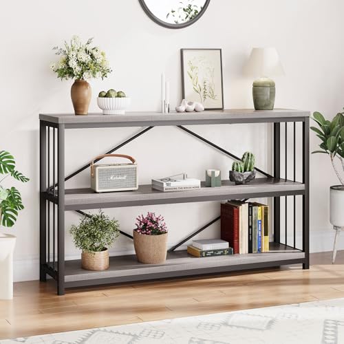 LVB Farmhouse Entryway Table, Metal Wood Console Table for Hallway,