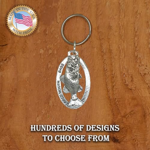 Image of Creative Pewter Designs Largemouth Bass Keychain F082KC, Largemouth Bass Keychain, Pewter Keychain