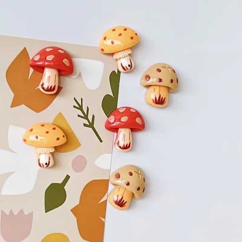 6 Imánes para refrigerador de hongos 3D de resina miniatura 3
