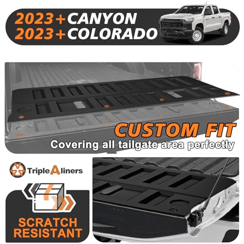 Image of TripleAliners Tailgate Mat Compatible with 2023-2026 Chevy Colorado (StowFlex Tailgate) & GMC Canyon (Multistow Tailgate) Accessories, Tailgate Cover Custom Fit All Weather Protection Pickup Liner