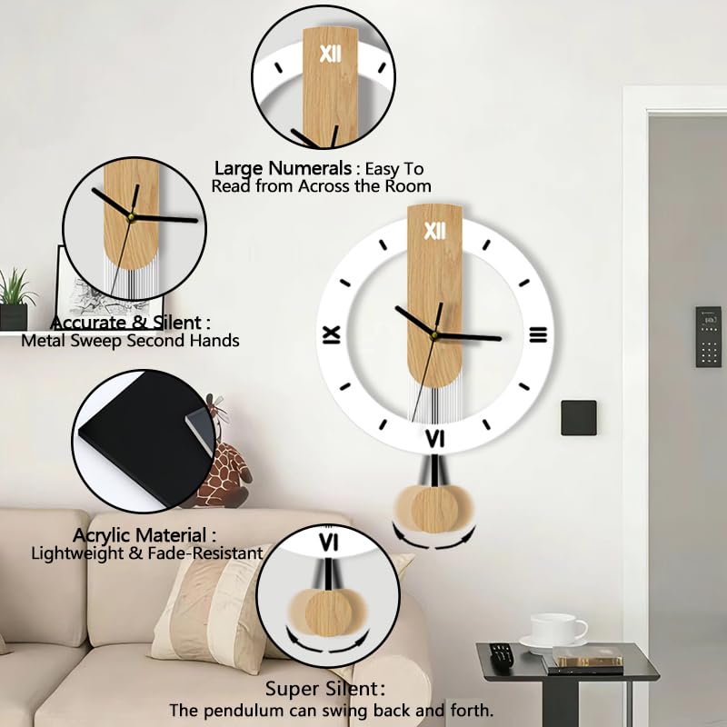 Reloj de Pared Analógico con Péndulo y Cuarzo Silencioso miniatura 5