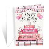 Prime Greetings Granddaughter Birthday Card, Made in America, Eco-Friendly, Thick Card Stock with Premium Envelope 5in x 7.75in, Packaged in Protective Mailer
